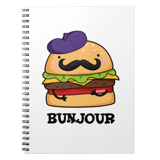 Bunjour Funny French Burger Bun Pun Notizblock (Vorderseite)