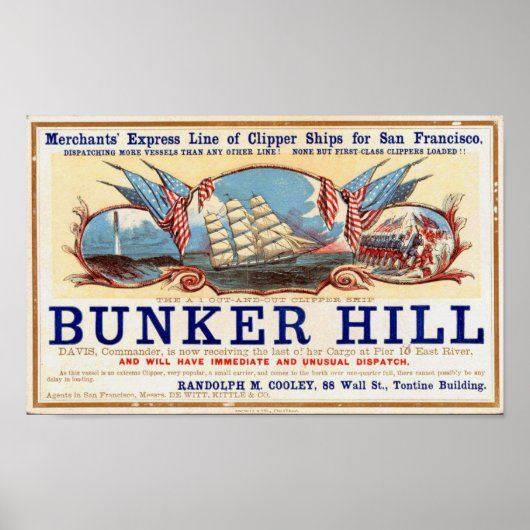 Bunker Hill Clipper Ships für San Francisco Poster (Vorne)