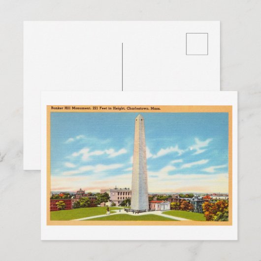 Bunker Hill Monument Obelisk Postkarte (Vorne/Hinten)