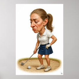Bunker Trouble - Golf Art Print Poster