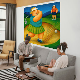 Bunker Trouble- Large Wrapped Canvas Golf Print Leinwanddruck