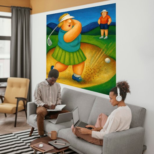 Bunker Trouble- Large Wrapped Canvas Golf Print Leinwanddruck