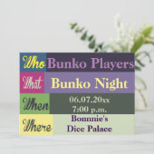 Bunko Modern Colorful Fun laden ein Einladung (Stehend Vorderseite)