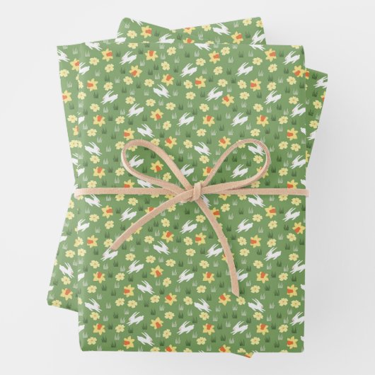 Bunne auf einem Feld - hellgrün. Geschenkpapier Set (Beispiel)