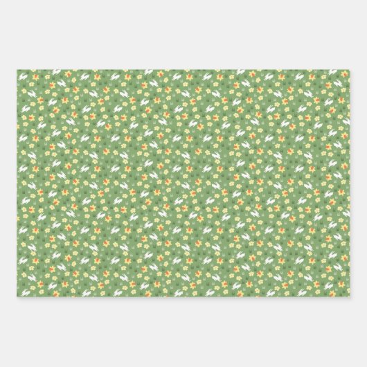 Bunne auf einem Feld - hellgrün. Geschenkpapier Set (Vorderseite)