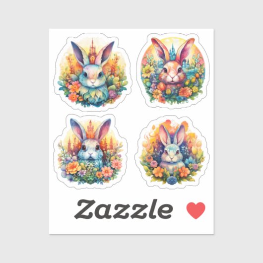 Bunne mit braunen Augen unter Blume Aufkleber (Blatt)