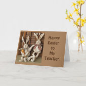 BUNNEN SIND SPRICHWORT "HAPPY EASTER" LEHRER! KART KARTE (Gelbe Blume)