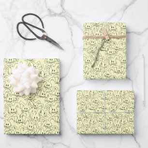 Bunnienbänder auf gelb - nahtlos. geschenkpapier set