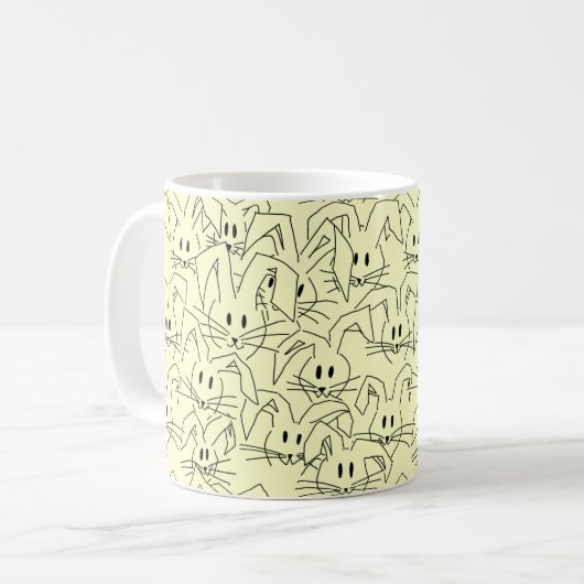 Bunnienbänder auf gelb - nahtlos. kaffeetasse (Vorderseite Links)