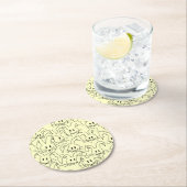 Bunnienbänder auf gelb - nahtlos. runder pappuntersetzer (Vor Ort)