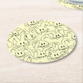 Bunnienbänder auf gelb - nahtlos. runder pappuntersetzer (Angewinkelt)