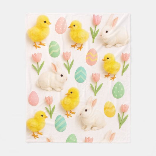 Bunnies and Chicks Pattern Fleecedecke (Vorderseite)