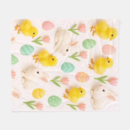Bunnies and Chicks Pattern Fleecedecke (Vorderseite (Horizontal))