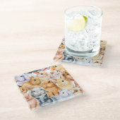 Bunnies Aquarelltiere Glasuntersetzer (Schrägansicht)