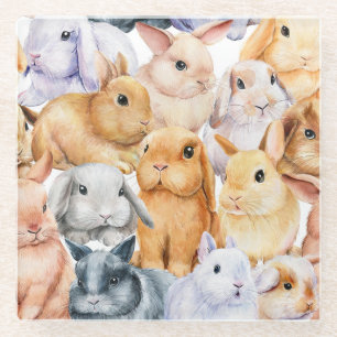 Bunnies Aquarelltiere Glasuntersetzer