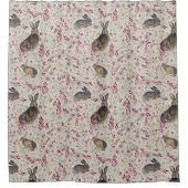 Bunnies auf Blumenwiesen Duschvorhang (Vorderseite)