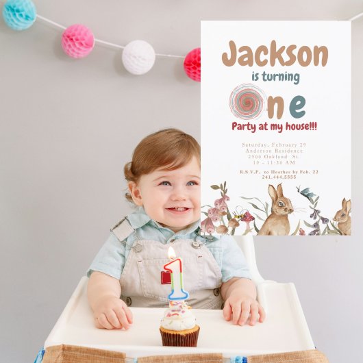 Bunnies Baby 1. Geburtstag Party Einladung