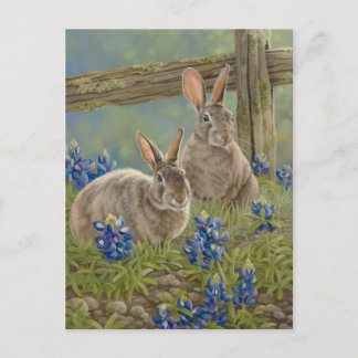 Bunnies & Bluebonnets Postkarte