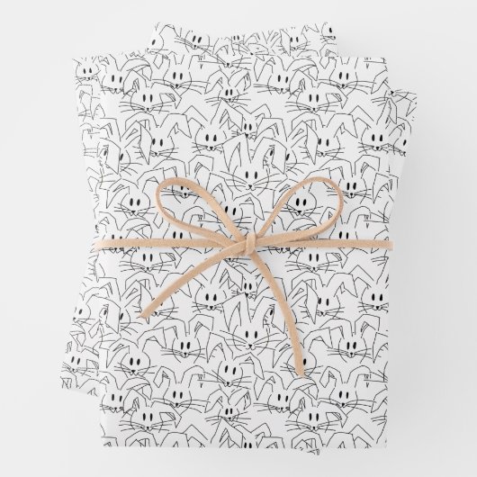 Bunnies-Bunchen auf weiß - nahtlos. Geschenkpapier Set (Beispiel)