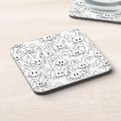 Bunnies-Bunchen auf weiß - nahtlos. Getränkeuntersetzer (Linke Seite)