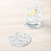 Bunnies-Bunchen auf weiß - nahtlos. Runder Pappuntersetzer (Vor Ort)