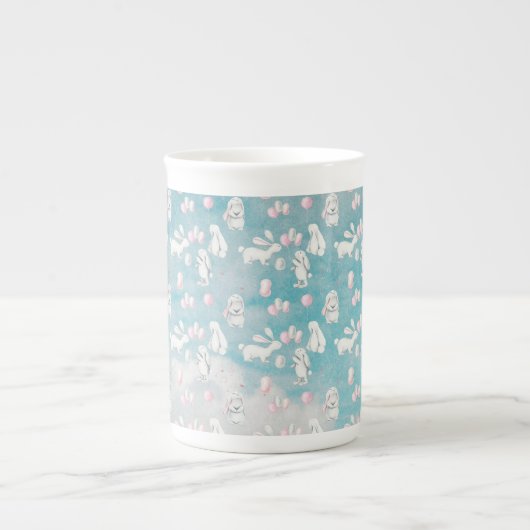 Bunnies Bunny in der Paradies-Süße Tier-Illustrati Porzellantasse (Vorderseite)