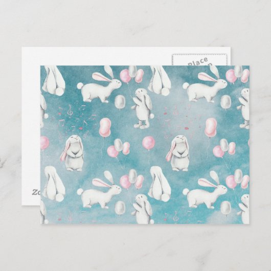 Bunnies Bunny in der Paradies-Süße Tier-Illustrati Postkarte (Vorne/Hinten)