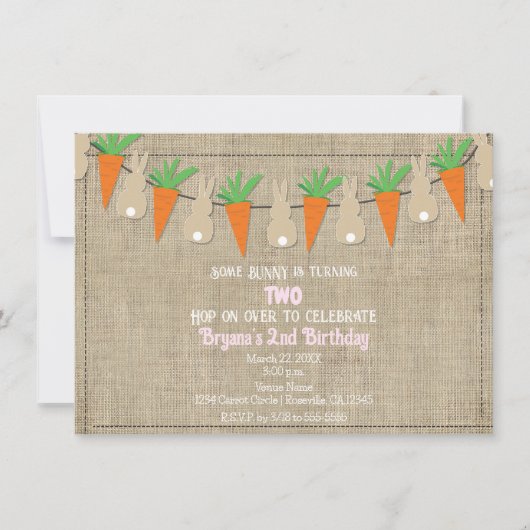 Bunnies & Carrots Ostergarland Geburtstagsparty Einladung (Vorderseite)