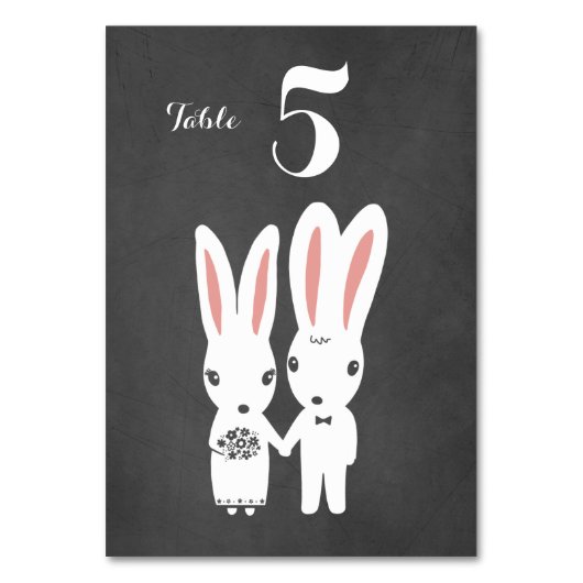 Bunnies Couple-Hochzeitsempfang Tischnummer (Vorderseite)