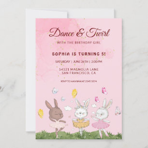 Bunnies Dance und Twirl Birthday Einladung