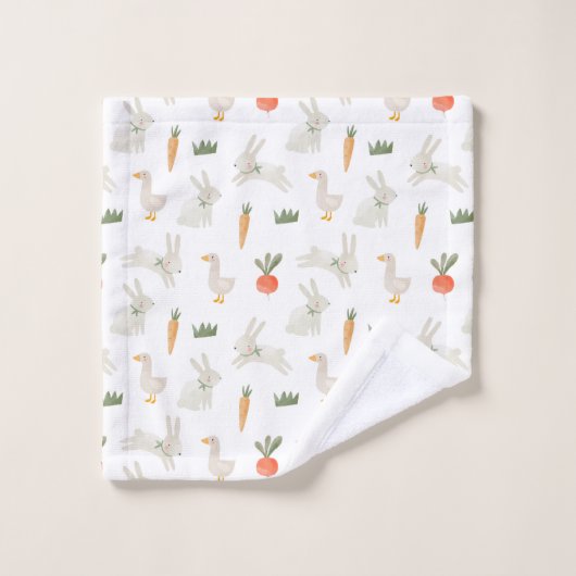 Bunnies & Ducks auf dem Bauernmuster Badhandtuch Set (Waschlappen)