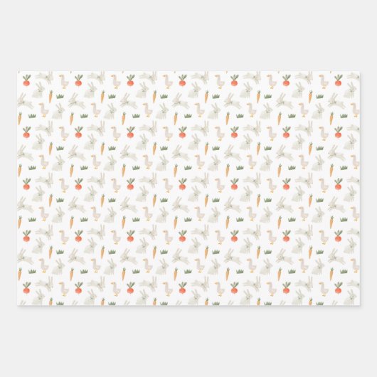 Bunnies & Ducks auf dem Bauernmuster Geschenkpapier Set (Vorderseite)