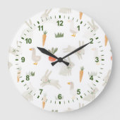 Bunnies & Ducks auf dem Bauernmuster Große Wanduhr (Vorderseite)