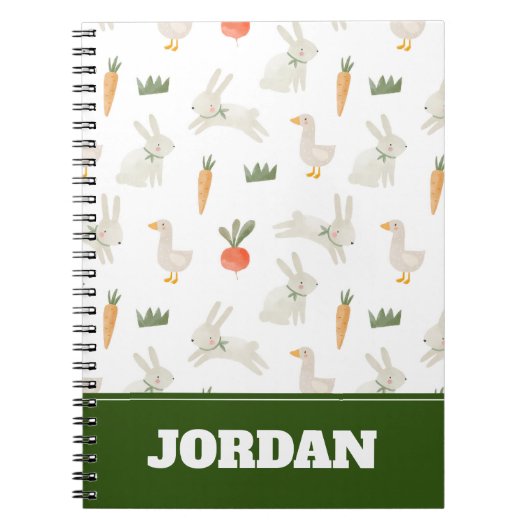 Bunnies & Ducks auf dem Bauernmuster Notizblock (Vorderseite)