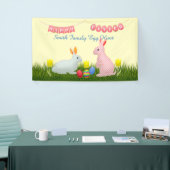 Bunnies, Eier, Tulpen und glückliche Osterjagd Banner (Messeveranstaltung)
