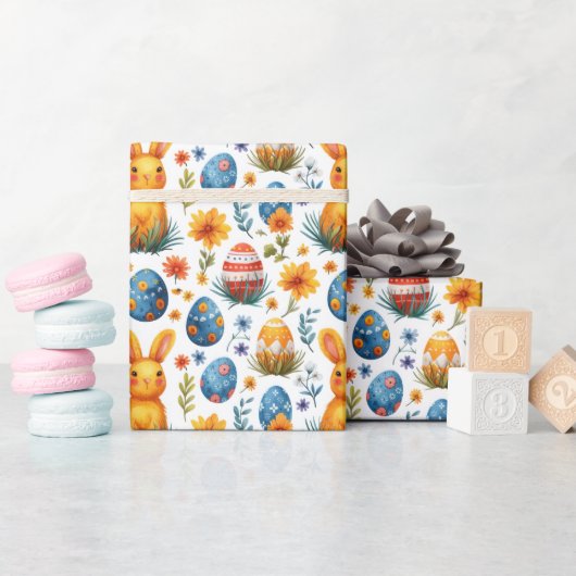 Bunnies, Eier und Blume - Ostern Geschenkpapier (Babyparty)