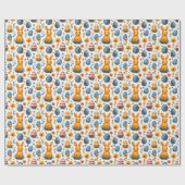 Bunnies, Eier und Blume - Ostern Geschenkpapier (Flach)