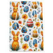 Bunnies, Eier und Blume - Ostern Mittlere Geschenktüte (Vorderseite)