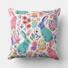 Bunnies farbenfrohe Frühlingsmuster Ostern Kissen