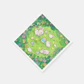 Bunnies farbenfrohe Osterfische Serviette (Ecke)