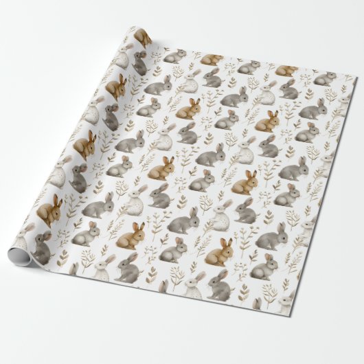Bunnies & Foliage Wrapping Paper Geschenkpapier (Ungerollt)