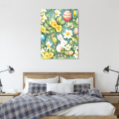 Bunnies, Frühlingsblumen und Ostereier. Malerei Leinwanddruck (Insitu (Schlafzimmer))