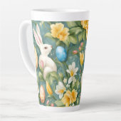Bunnies, Frühlingsblumen und Ostereier. Malerei Milchtasse (Linke Ecke)