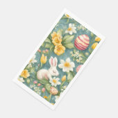 Bunnies, Frühlingsblumen und Ostereier. Malerei Serviette (Ecke)