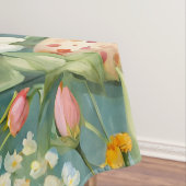 Bunnies, Frühlingsblumen und Ostereier. Malerei Tischdecke (Beispiel)