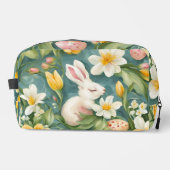 Bunnies, Frühlingsblumen und Ostereier. Malerei Waschbeutel (Vorderseite)