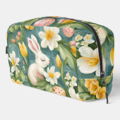 Bunnies, Frühlingsblumen und Ostereier. Malerei Waschbeutel (Rechte Ecke)