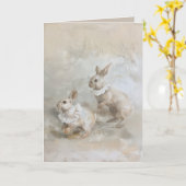 Bunnies - geklappte Grußkarte Karte (Gelbe Blume)