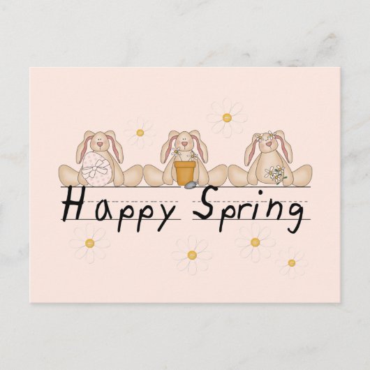 Bunnies Happy Spring T - Shirt und Geschenke Postkarte (Vorderseite)