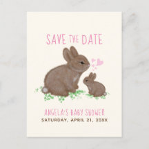 Bunnies Hearts Girl Babydusche Save the Date
